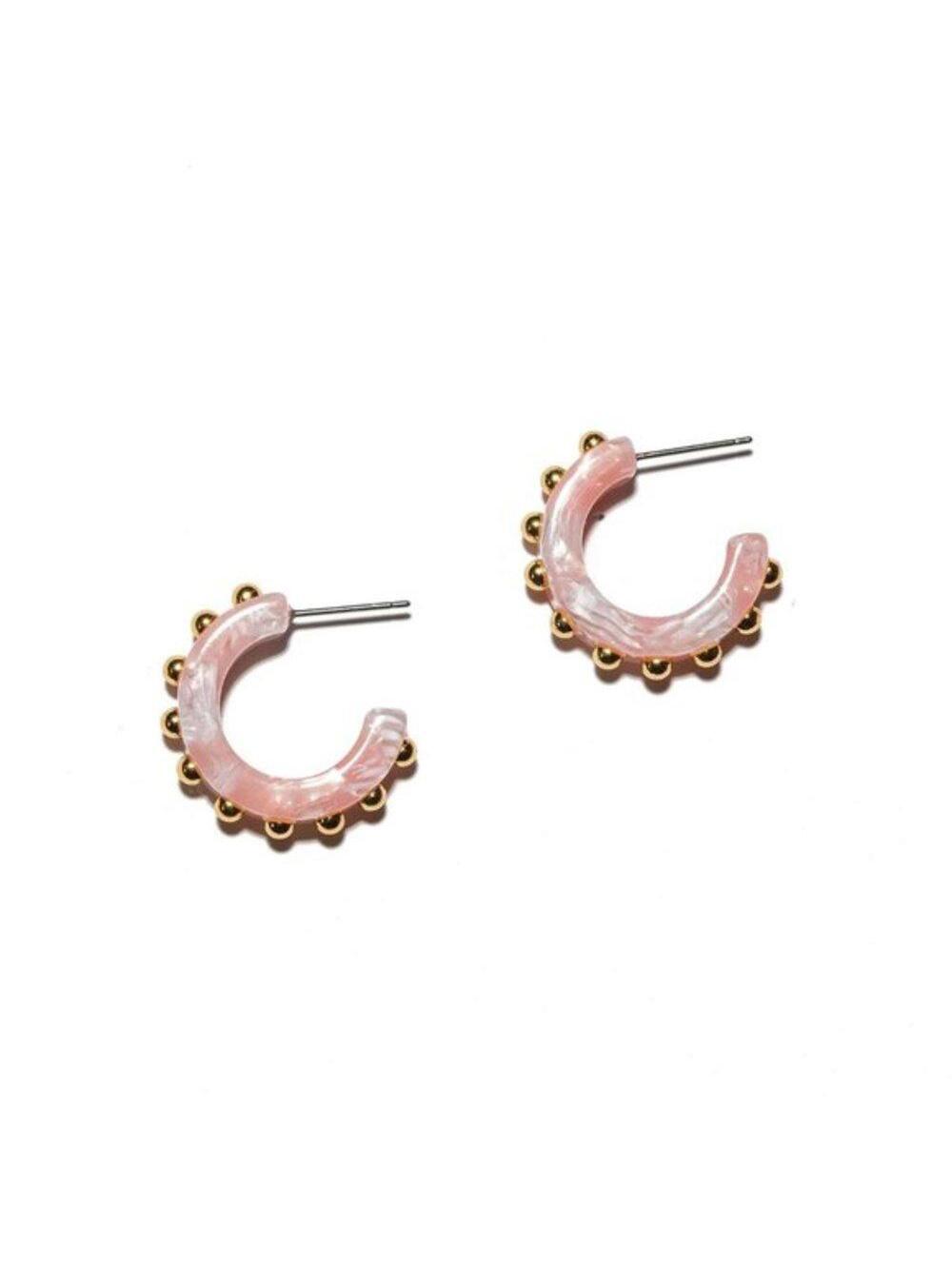 Lele Sadoughi Studded Block Hoop Earrings in Blush Sands